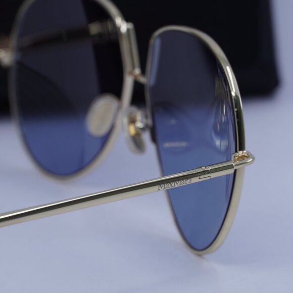 MaxMara MM0081 32X Aviator Sunglasses - Gold/Blue Mirror - Picture 8 of 9